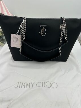 Women’s Jimmy Choo Black Avenue Tote Bag with Iconic Logo